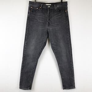 Levi's Wedgie Skinny Faded Black High Rise Button Fly Crop Denim Jeans Size 32